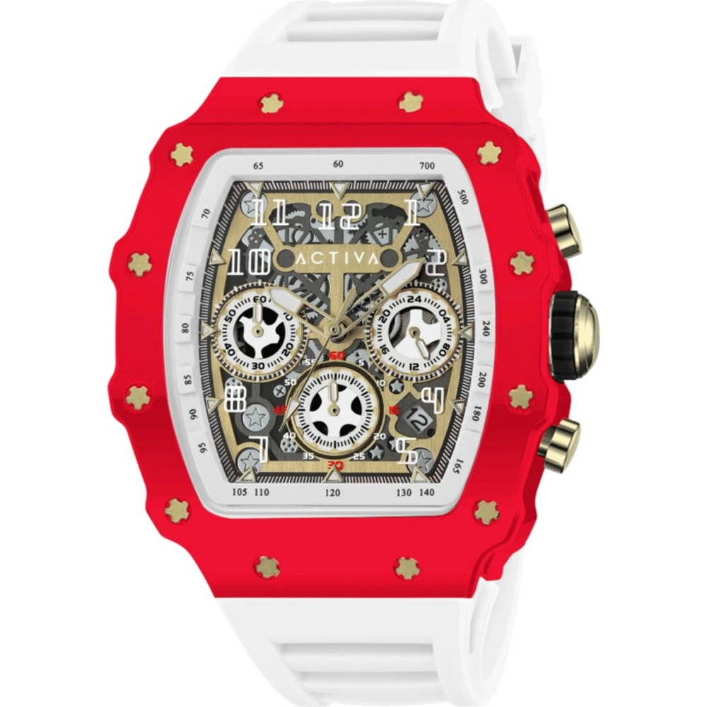 Activa X Invicta Men's Watch w/ Skeleton Dial - 44.3mm, Red & White